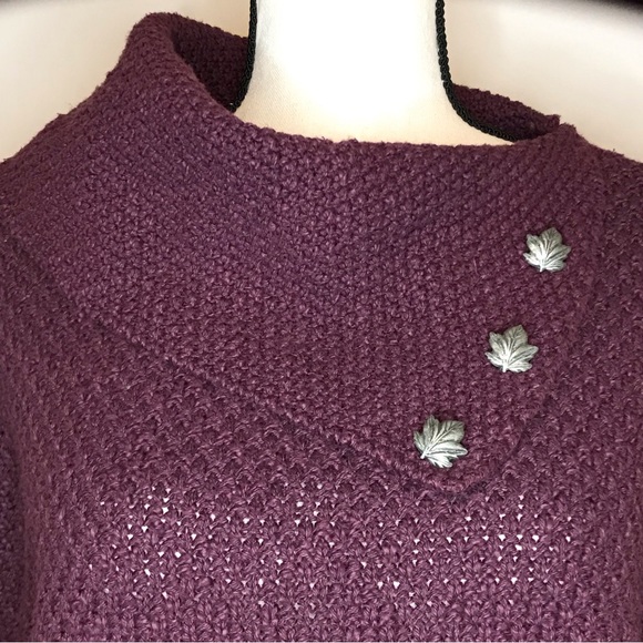 {SOLD} Gorgeous Coldwater Creek Cowl Neck Turtleneck Knit Sweater Leaves Buttons - Picture 3 of 15